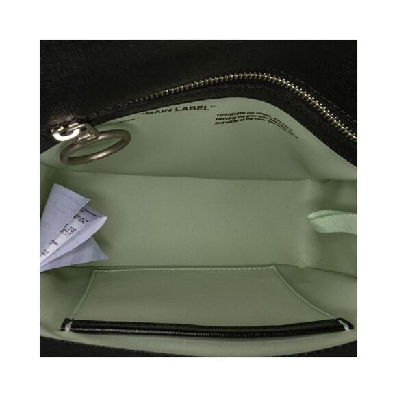 Pre Loved Off-White Leather Binder Clip Crossbody Bag Women Black - Picture 5 of 7